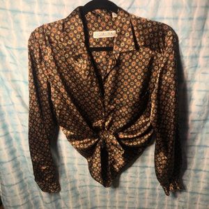 JH Collectibles Patterned Button Up "Silky" Top